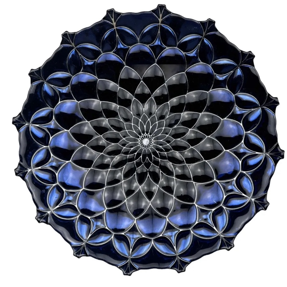 Fruit Bowl Center Piece Large  Deep Blue 16 Inch Diameter